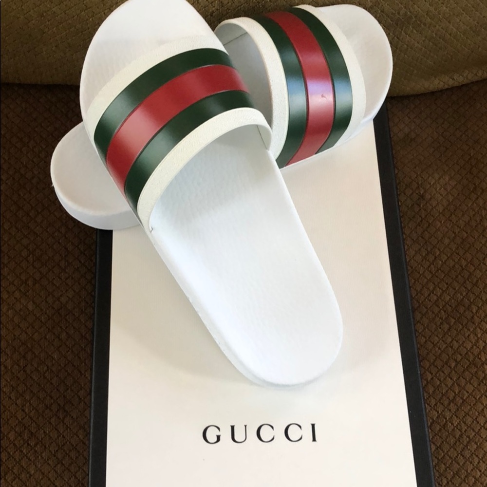 Gucci web slide sandals